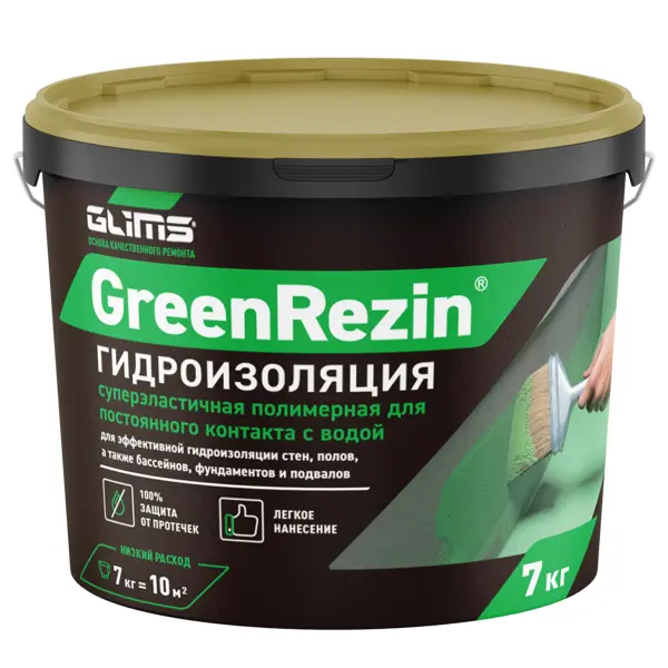 Гидроизоляция эластичная Glims GreenRezin 7 кг