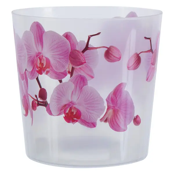 Кашпо для орхидей Idea Деко ?12.5 h12.5 см v1.2 л пластик белый/розовый