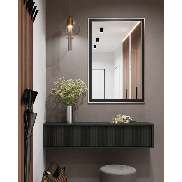Зеркало для ванной Omega Glass NNB16 60x90 см прямоугольное цвет черный