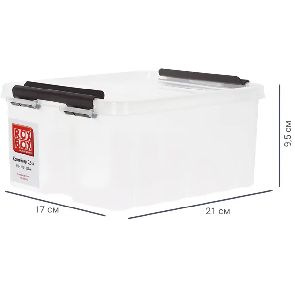 Контейнер Rox Box 21x17x9.5 см 2.5 л пластик с крышкой цвет прозрачный
