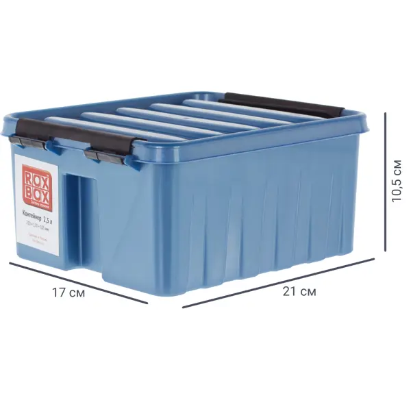 Контейнер Rox Box 21x17x10.5 см 2.5 л пластик с крышкой цвет синий