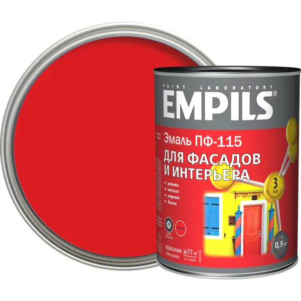 Эмаль ПФ-115 Empils PL цвет красный 0.9 кг