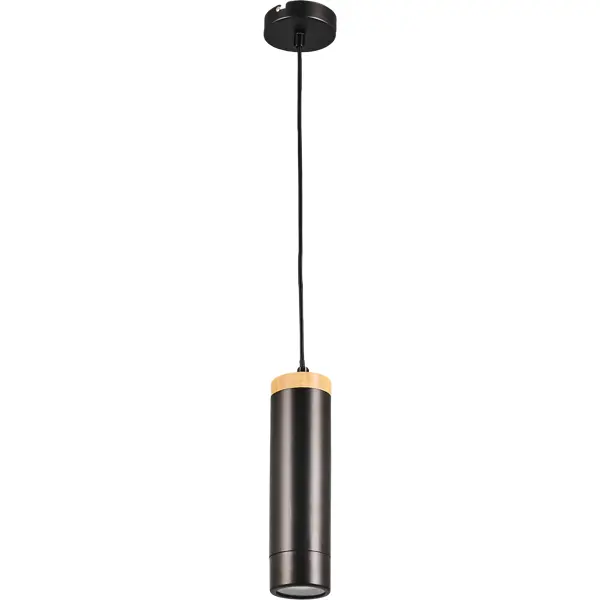 Подвесной светильник деревянный Inspire Minaki 1xGU10x42 Вт металл/дерево, цвет черный матовый