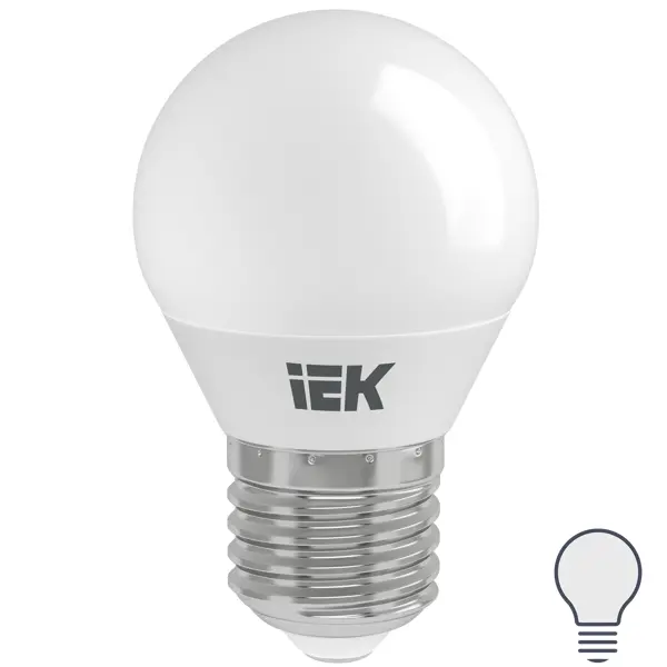 Лампа светодиодная IEK Шар G45 E27 7 Вт 230 В 4000 К свет холодный белый