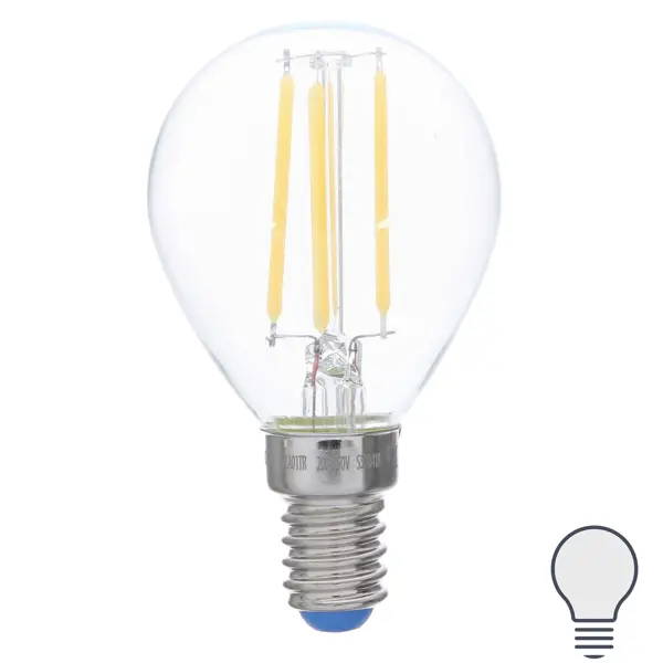 Лампа светодиодная филаментная Airdim форма шар E14 5 Вт 500 Лм свет холодный