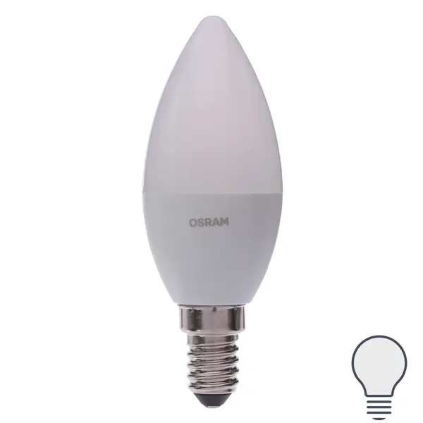 Лампа светодиодная Osram Свеча E14 6.5 Вт 550 Лм свет холодный белый