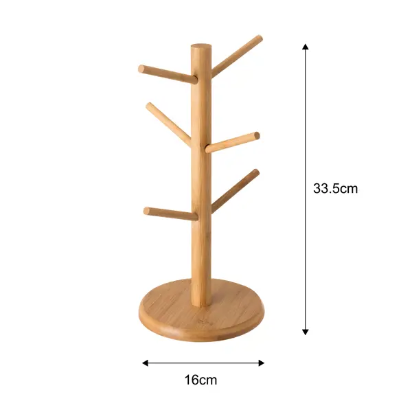 Держатель кухонный для кружек 16x16x33.5 см бамбук цвет бежевый