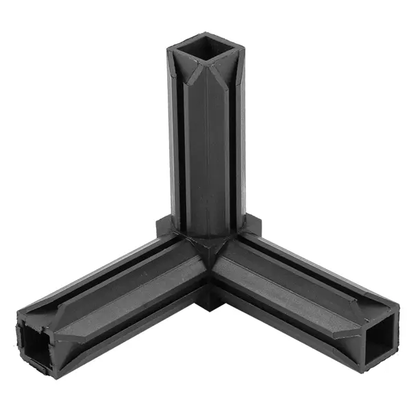 Соединитель пластиковый для трубы 20x20 мм смежный 3-палый ПВХ цвет черный