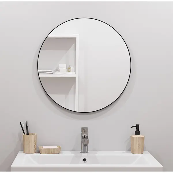 Зеркало для ванной Март Ferro 55 см цвет чёрный