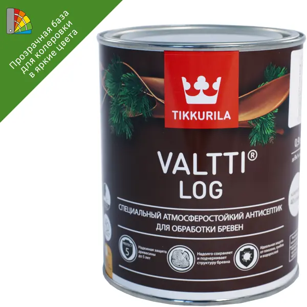 Антисептик для дерева Tikkurila Valtti Log база ЕС 0.9 л