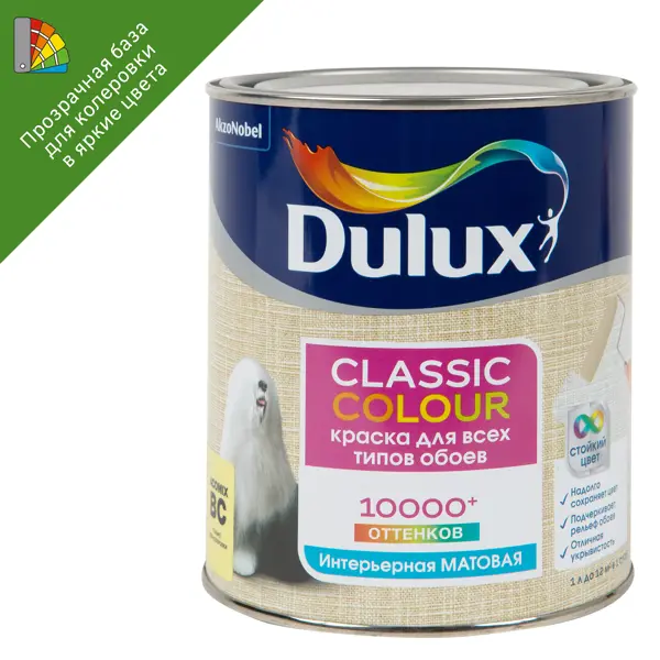 Краска для колеровки для обоев Dulux Classic Colour прозрачная база BC 0.9 л