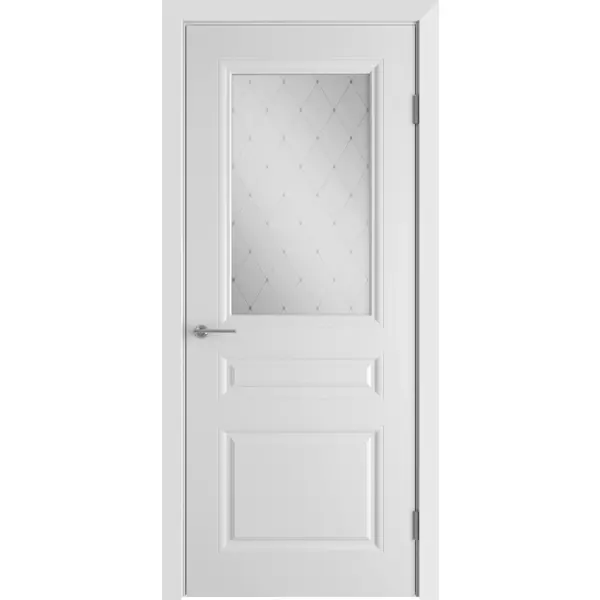 Дверь межкомнатная Стелла остеклённая эмаль цвет белый 60x200 см (с замком и петлями)