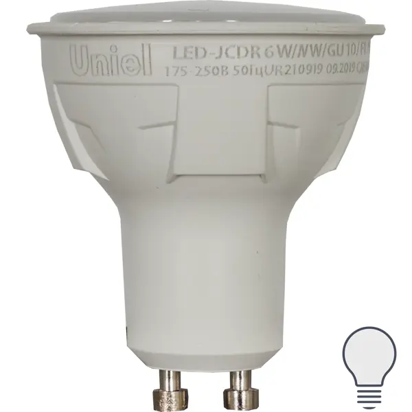 Лампа светодиодная Uniel GU10 220 В 6 Вт спот 500 лм белый свет