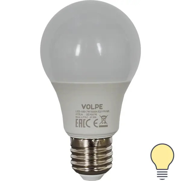 Лампа светодиодная Volpe Norma E27 220 В 7 Вт груша 470 лм, тёплый белый свет
