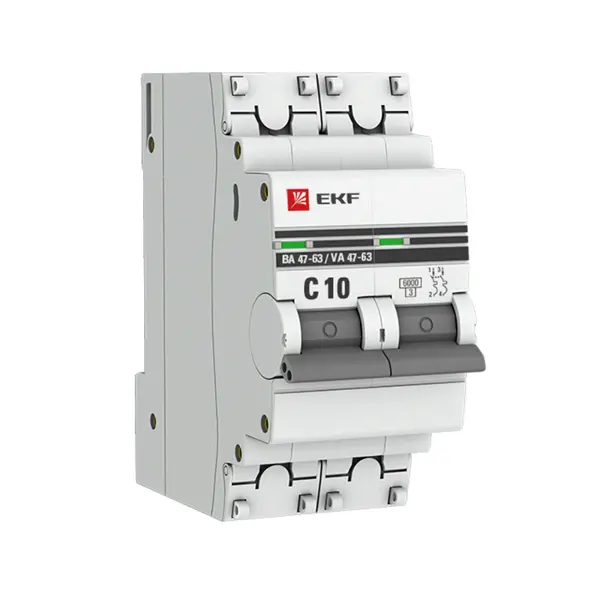 Автоматический выключатель EKF PROxima ВА47-63 2P C10 А 6 кА mcb4763-6-2-10C-pro