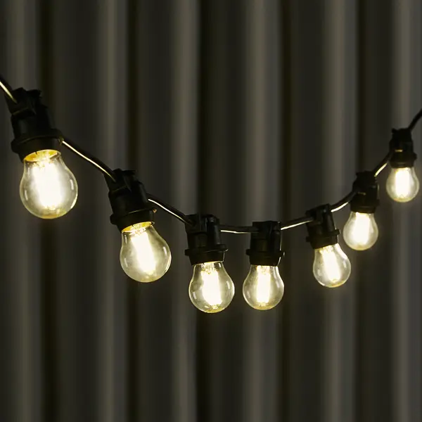 Гирлянда белт-лайт из лампочек Uniel электрическая 220 В 10 м под 40 ламп Е27 цвет черный, лампы не входят в комплект