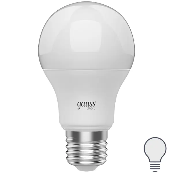 Лампа светодиодная Gauss Basic E27 12 В 12 Вт груша матовая 960 лм белый свет