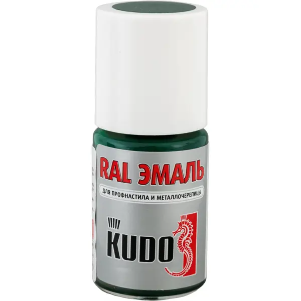 Эмаль для металлочерепицы Kudo с кисточкой цвет зелёный мох 15 мл