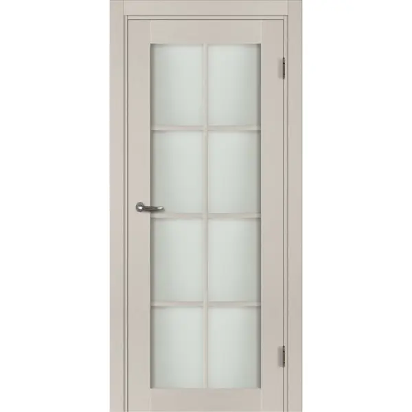 Дверь межкомнатная остеклённая Пьемонт Hardfleх ламинация цвет платина светлая 70x200 см (с замком и петлями)