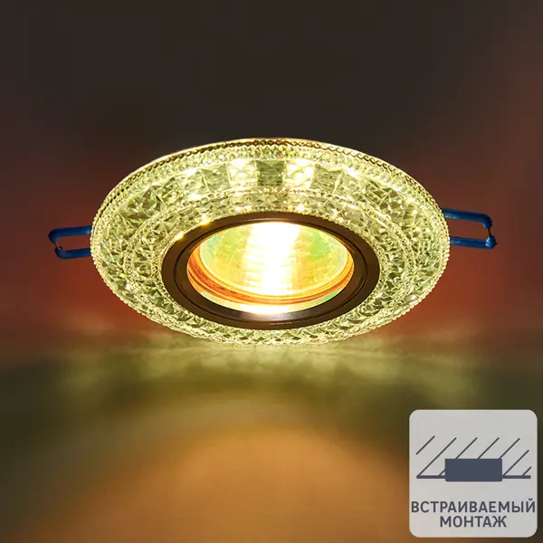 Светильник точечный встраиваемый Elektrostandard «Teramo» с LED-подсветкой под отверстие 60 мм, 1 м?, цвет прозрачный