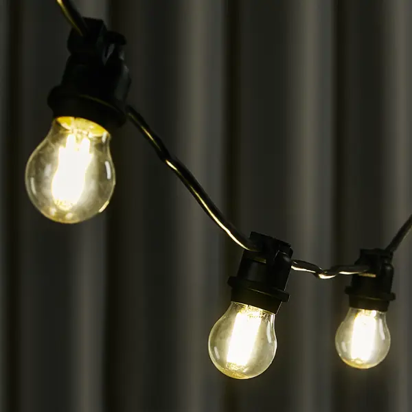 Гирлянда белт-лайт из лампочек Uniel электрическая 220 В 5 м под 10 ламп Е27 цвет черный, лампы не входят в комплект