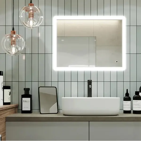 Зеркало для ванной Omega Glass Руан SD65 с подсветкой 80x60 см прямоугольное