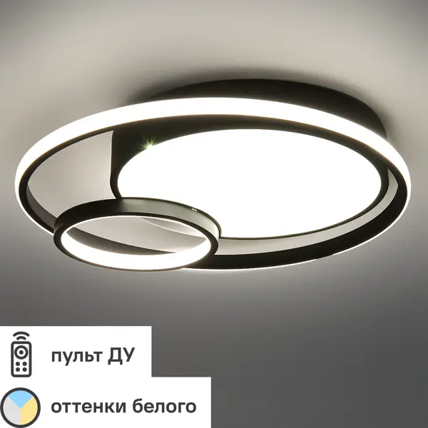Светильник потолочный светодиодный Eurosvet Jeremy 90254/1 с пультом управления, 17 м?, регулируемый белый свет, цвет черный
