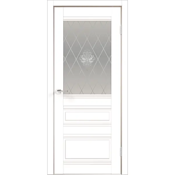 Дверь межкомнатная Эмили остекленная ПВХ ламинация цвет белый эмалит 60x200 см (с замком и петлями)
