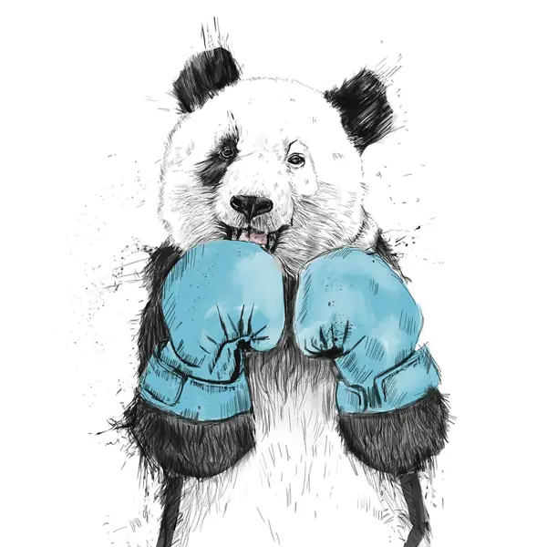 Картина на холсте "Панда в боксе" 40x50 см