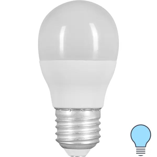 Лампа светодиодная E27 220-240 В 6.5 Вт шар матовая 550 лм, холодный белый свет