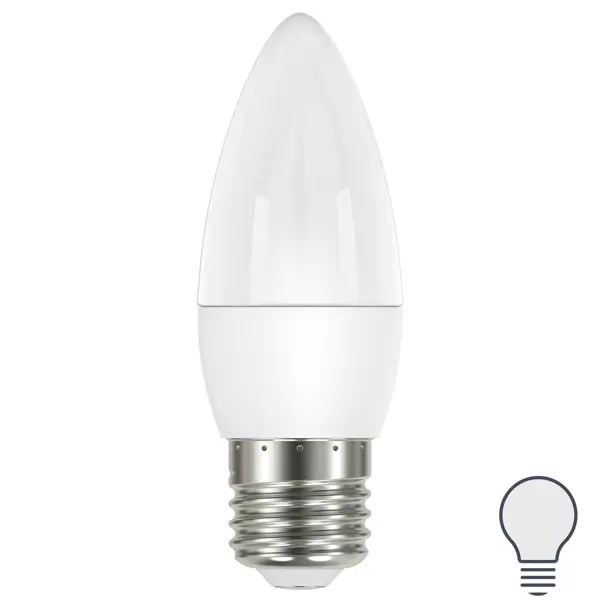 Лампа светодиодная Lexman Candle E27 175-250 В 6.5 Вт матовая 600 лм нейтральный белый свет