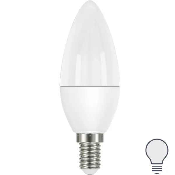 Лампа светодиодная Lexman Candle E14 175-250 В 6.5 Вт матовая 600 лм нейтральный белый свет