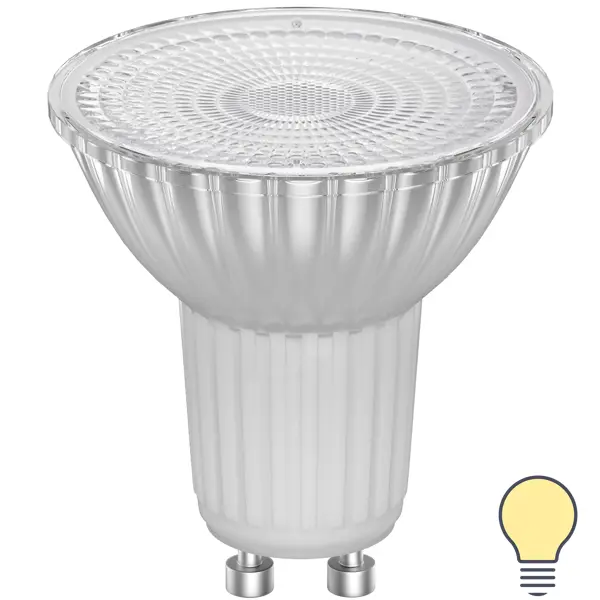 Лампа светодиодная Lexman Clear GU10 220-240 В 6.5 Вт прозрачная 700 лм теплый белый свет