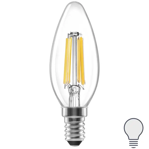 Лампа светодиодная Lexman E14 220-240 В 3.8 Вт свеча прозрачная 500 лм нейтральный белый свет