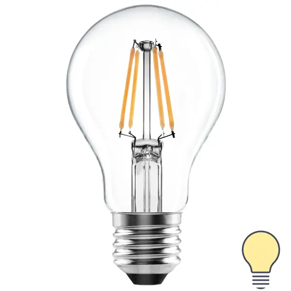 Лампа светодиодная Lexman E27 220-240 В 6 Вт груша прозрачная 750 лм теплый белый свет
