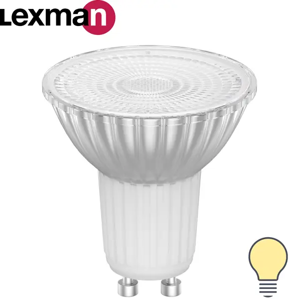 Лампа светодиодная Lexman GU10 220-240 В 5.5 Вт прозрачная 500 лм теплый белый свет