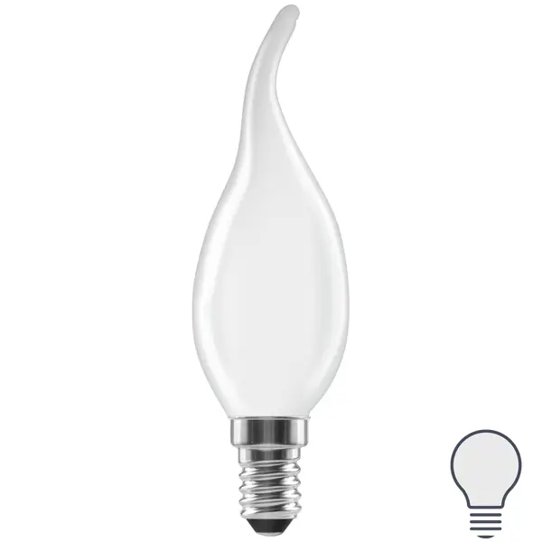 Лампа светодиодная Lexman E14 220-240 В 5 Вт свеча на ветру матовая 600 лм нейтральный белый свет