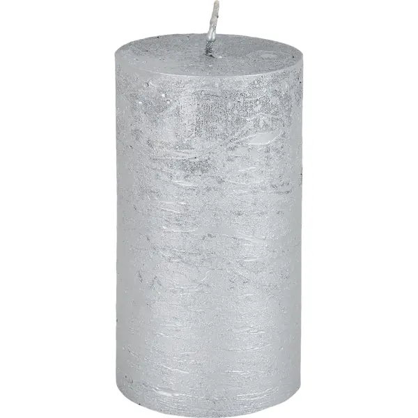 Свеча-столбик «Рустик» 6x11 см, цвет серебристый