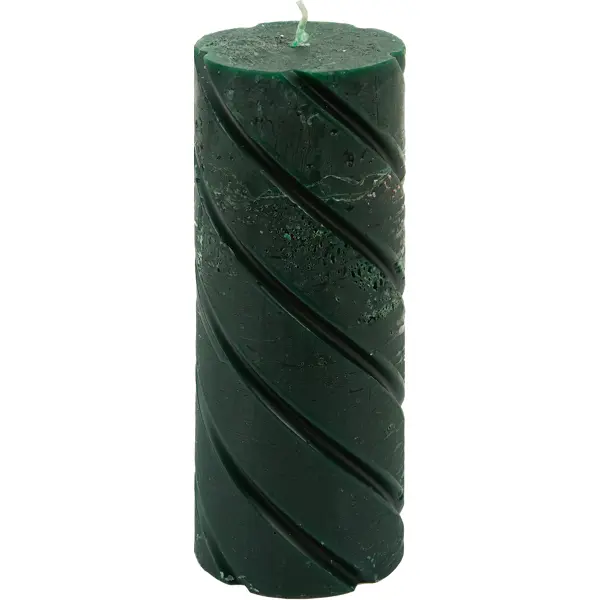 Свеча-столбик Рустик, цвет темно-зеленый, 70х190 мм
