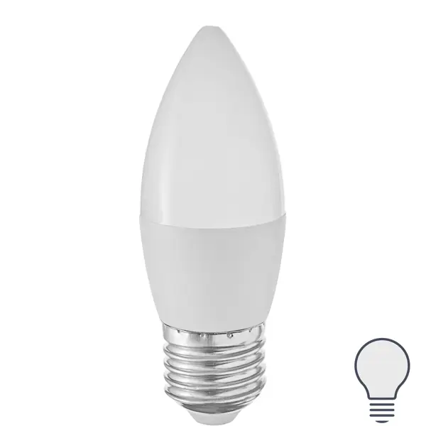 Лампа светодиодная Volpe с диммером свеча 6 Вт Е27 матовая 600 Лм холодный белый свет