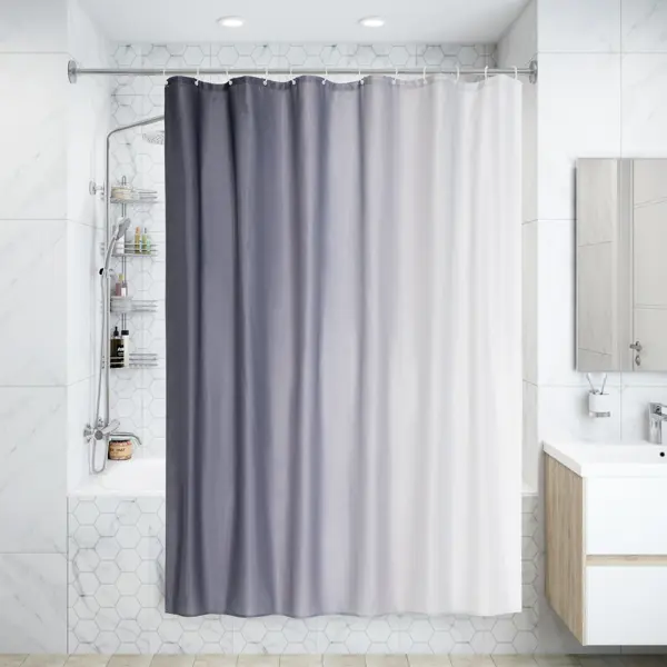Штора для ванной Primanova Sharm 180x200 см полиэстер цвет серый
