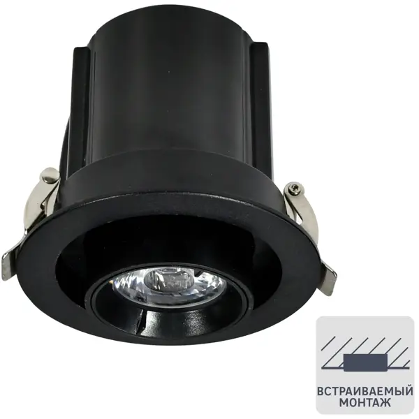 Спот поворотный точечный встраиваемый светодиодный Ritter Artin 59937 1 под отверстие 75 мм цвет черный
