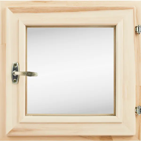 Окно для бани деревянное одностворчатое Липа 400x400 мм (ВхШ) поворотное однокамерный стеклопакет цвет натуральный