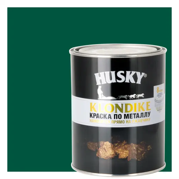 Краска по металлу Husky Klondike глянцевая цвет темно-зеленый 0.9 л RAL 6005