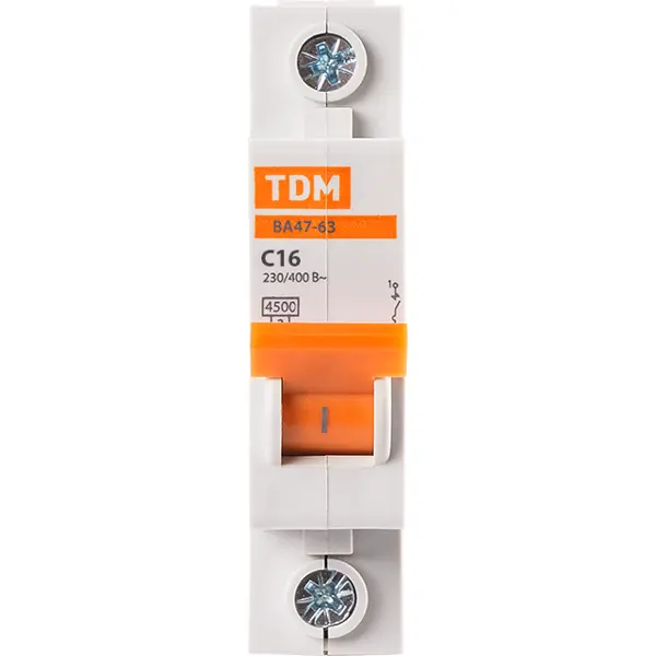 Автоматический выключатель TDM Electric ВА47-63 1P C16 А 4.5 кА SQ0218-0003