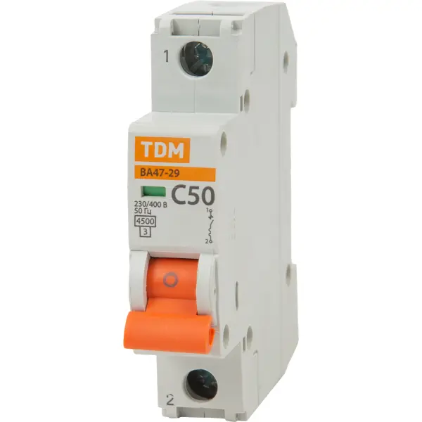 Автоматический выключатель TDM Electric ВА47-29 1P C50 А 4.5 кА SQ0206-0079