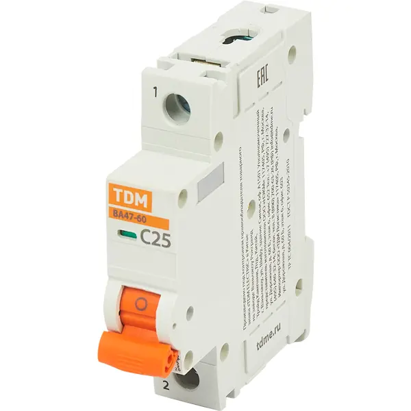Автоматический выключатель TDM Electric ВА47-60 1P C25 А 6 кА SQ0223-0079