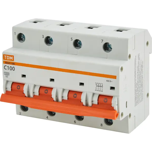 Автоматический выключатель Tdm Electric ВА47-100 4P C80 А 10 кА SQ0207-0088
