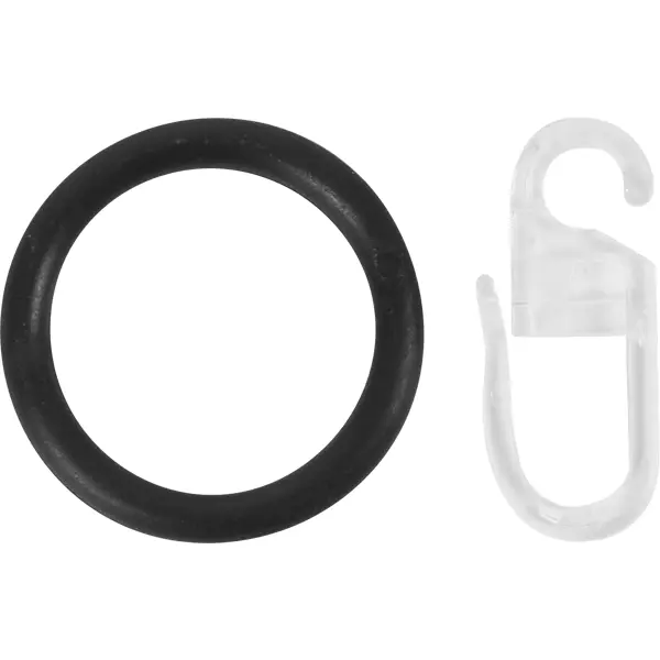 Кольцо с крючком пластик цвет черный D13/16 10 шт.