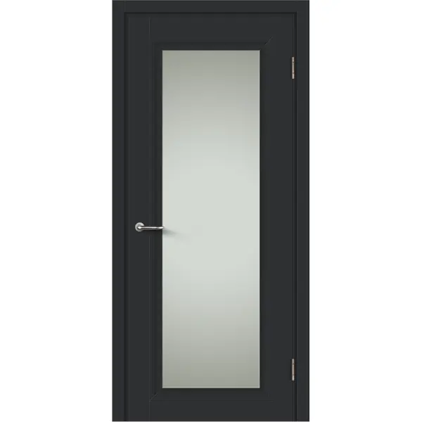 Дверь межкомнатная остекленная Нобиле 60x200 см ламинация Hardfleх цвет Стип антрацит (с замком)